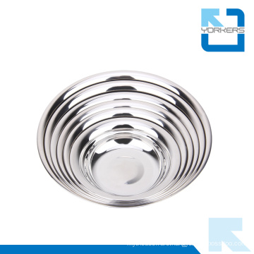 Anti-Spill Round Shape 201 Stainless Steel Dinner Soup Plate & Dish Plate